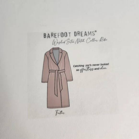 NWT Barefoot Dreams Washed Satin Notched Collar Robe Robes